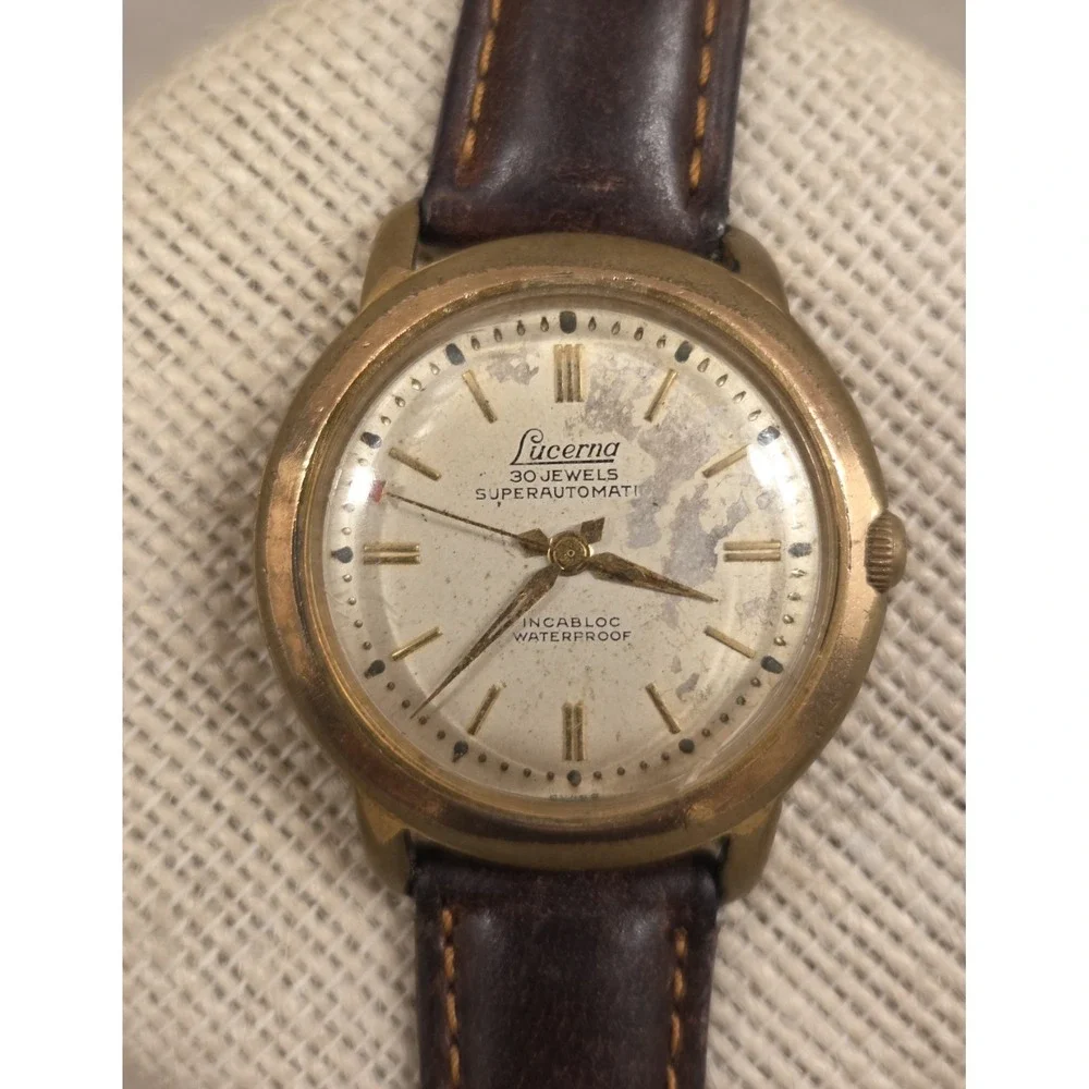 Rare! Lucerna 30 Jewels Supermatic Antimagnetic Incabloc Manuel Watch